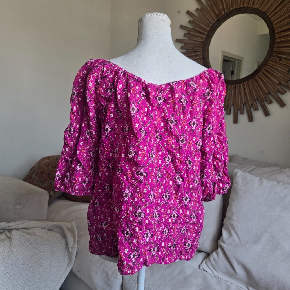 Anthropologie Womens Pink‎ Floral Off-The-Shoulder Floral Blouse Top Size Small - Picture 4 of 9